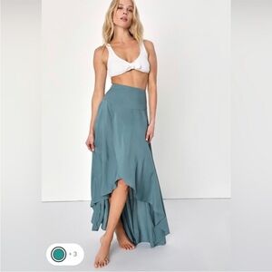 O’Neill Ambrosio High-Low Maxi Skirt in Dark Sage